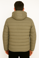 Hollister Men’s Puffer Jacket with Hood – Khaki