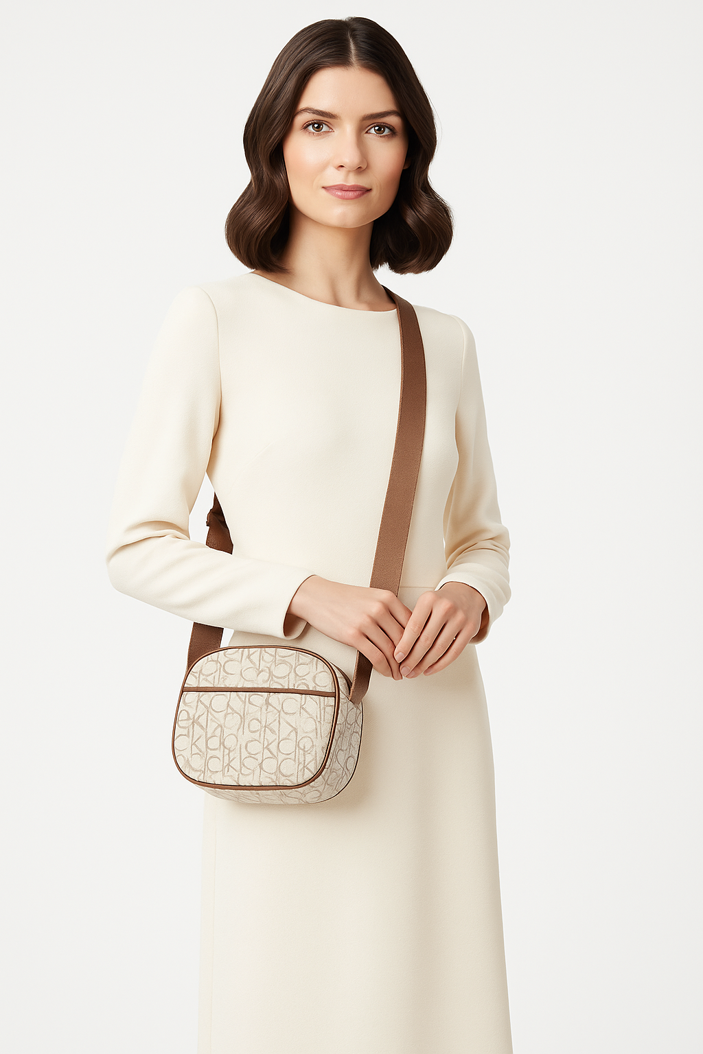 Calvin Klein Women’s Monogram Rounded Crossbody Bag