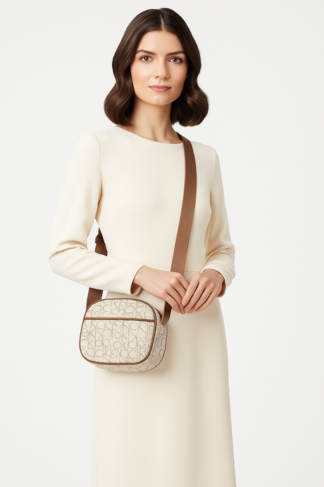 Calvin Klein Women’s Monogram Rounded Crossbody Bag