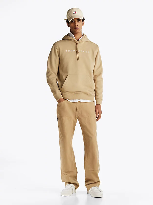 Tommy Jeans Men’s Beige Hoodie with White Logo