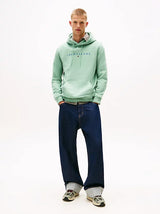 Tommy Jeans Men’s Mint Green Hoodie with Blue Logo