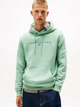 Tommy Jeans Men’s Mint Green Hoodie with Blue Logo