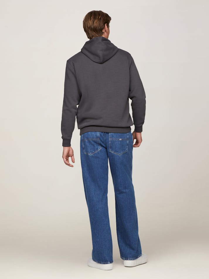 Tommy Jeans Men’s Charcoal Grey Linear Logo Hoodie