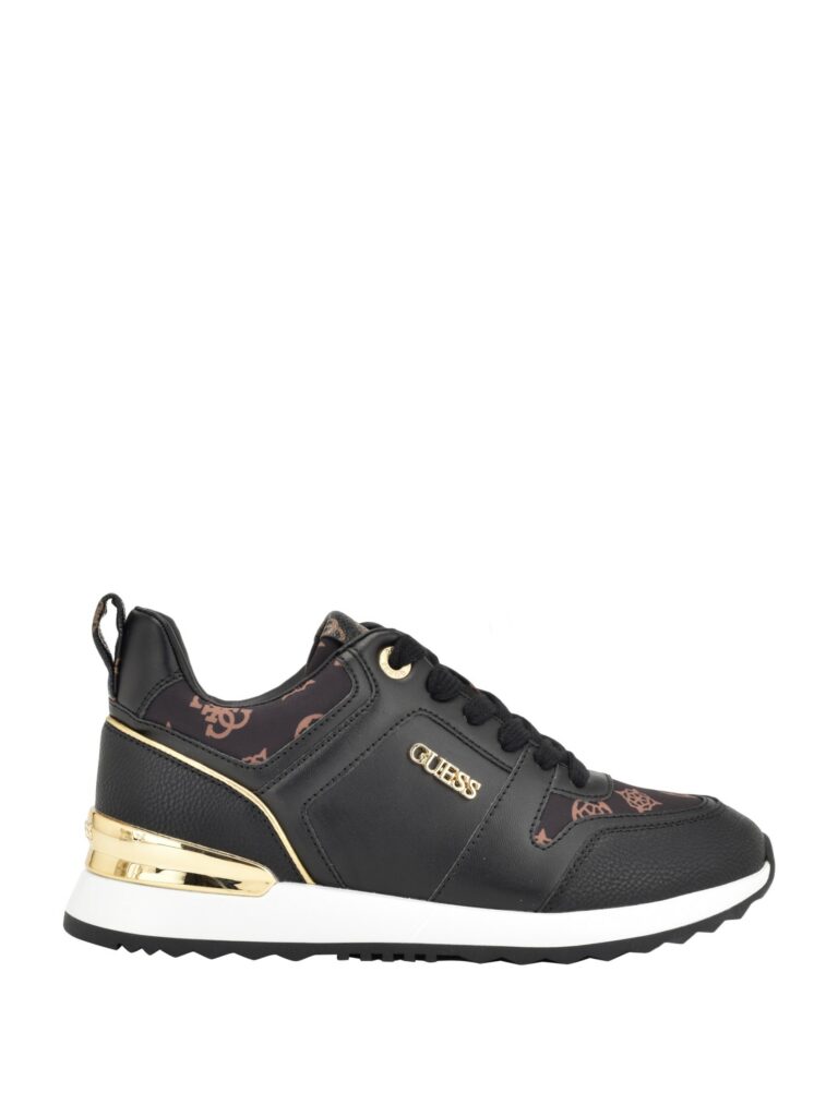 GUESS Women’s Black & Gold Logo Lace-Up Sneakers