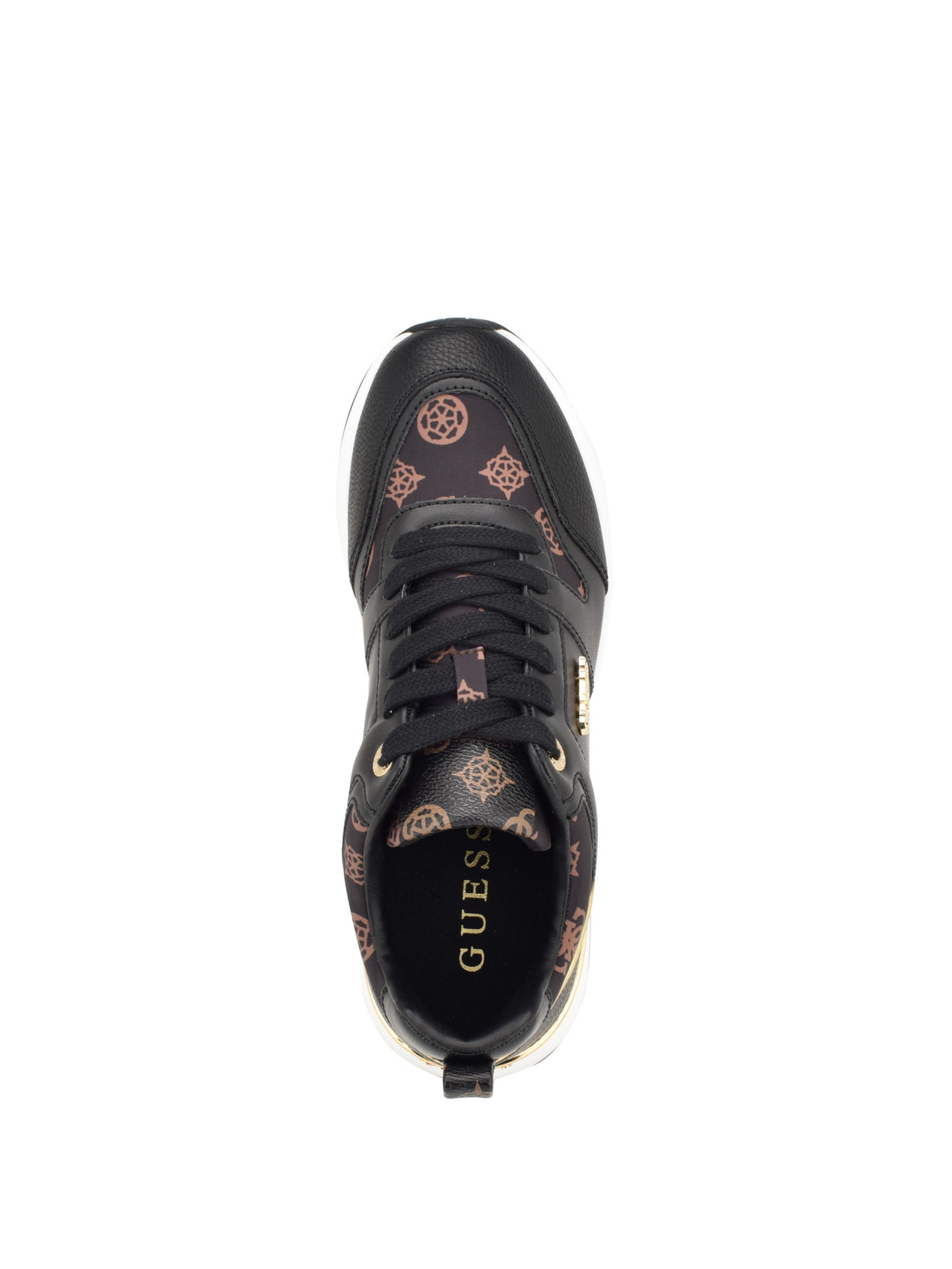 GUESS Women’s Black & Gold Logo Lace-Up Sneakers