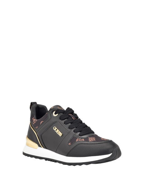 GUESS Women’s Black & Gold Logo Lace-Up Sneakers