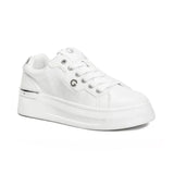 GUESS  Women’s White Platform Sneakers with Silver Detail