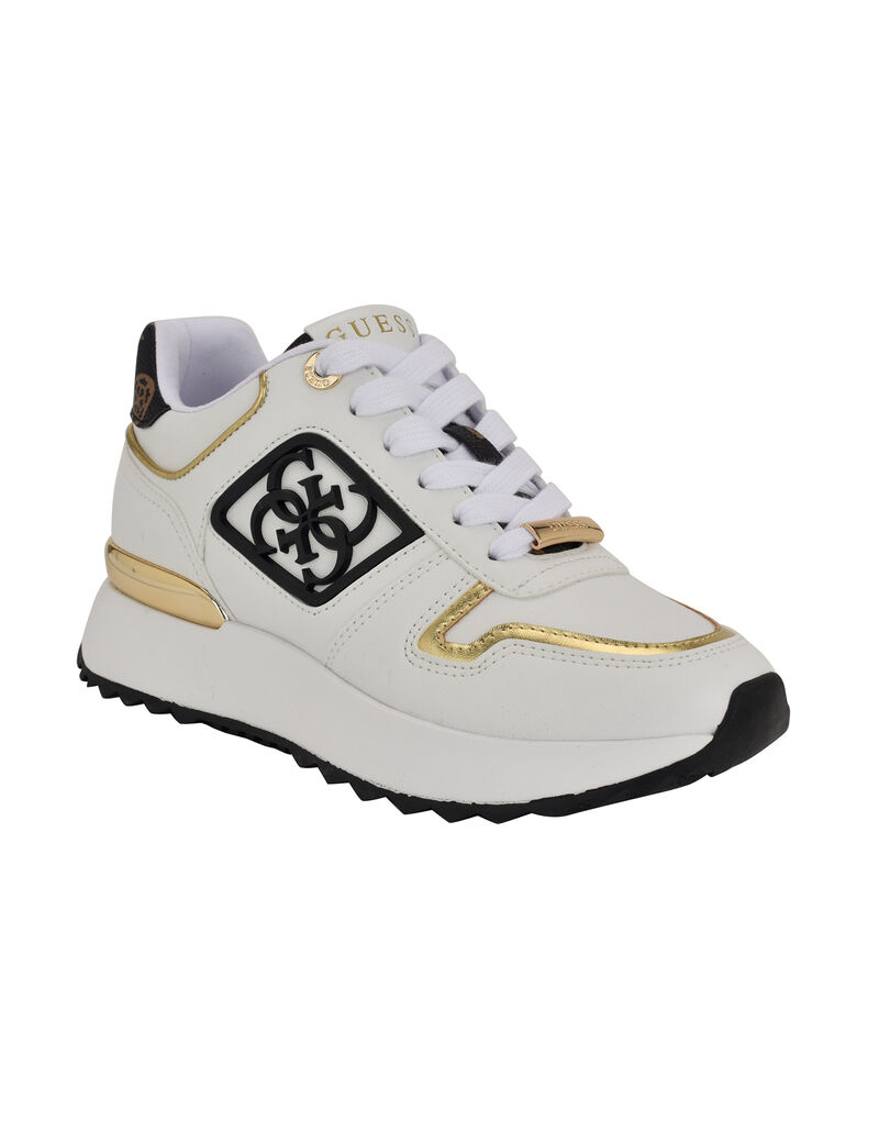 GUESS Women’s White & Gold Logo Platform Sneakers