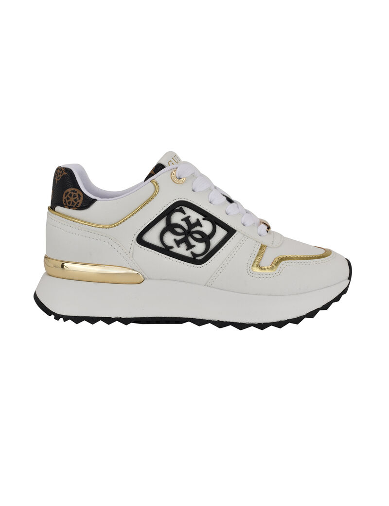 GUESS Women’s White & Gold Logo Platform Sneakers