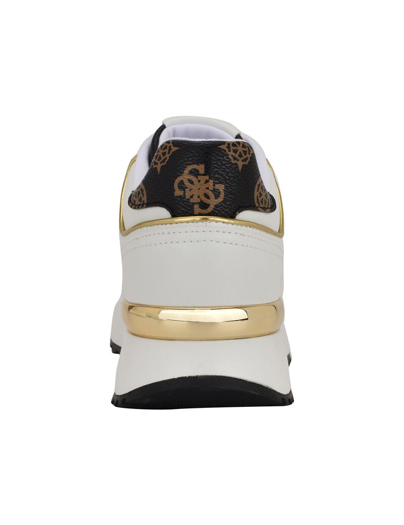 GUESS Women’s White & Gold Logo Platform Sneakers