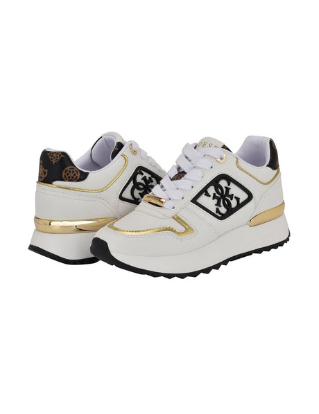 GUESS Women’s White & Gold Logo Platform Sneakers