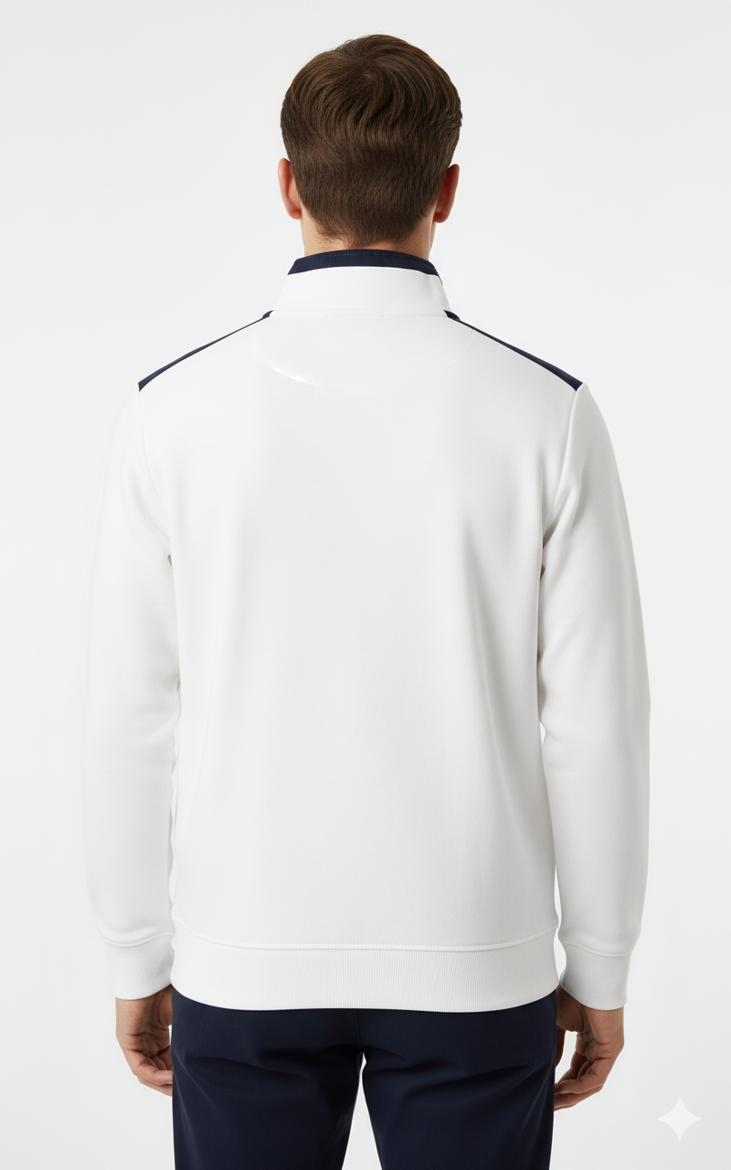Textured Quarter‑Zip Jumper – White