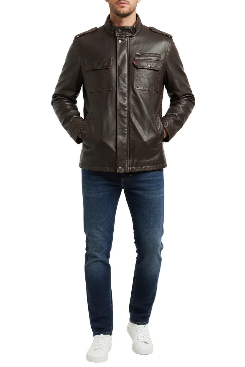 Faux Leather Trucker Jacket - LevI's _ Brown