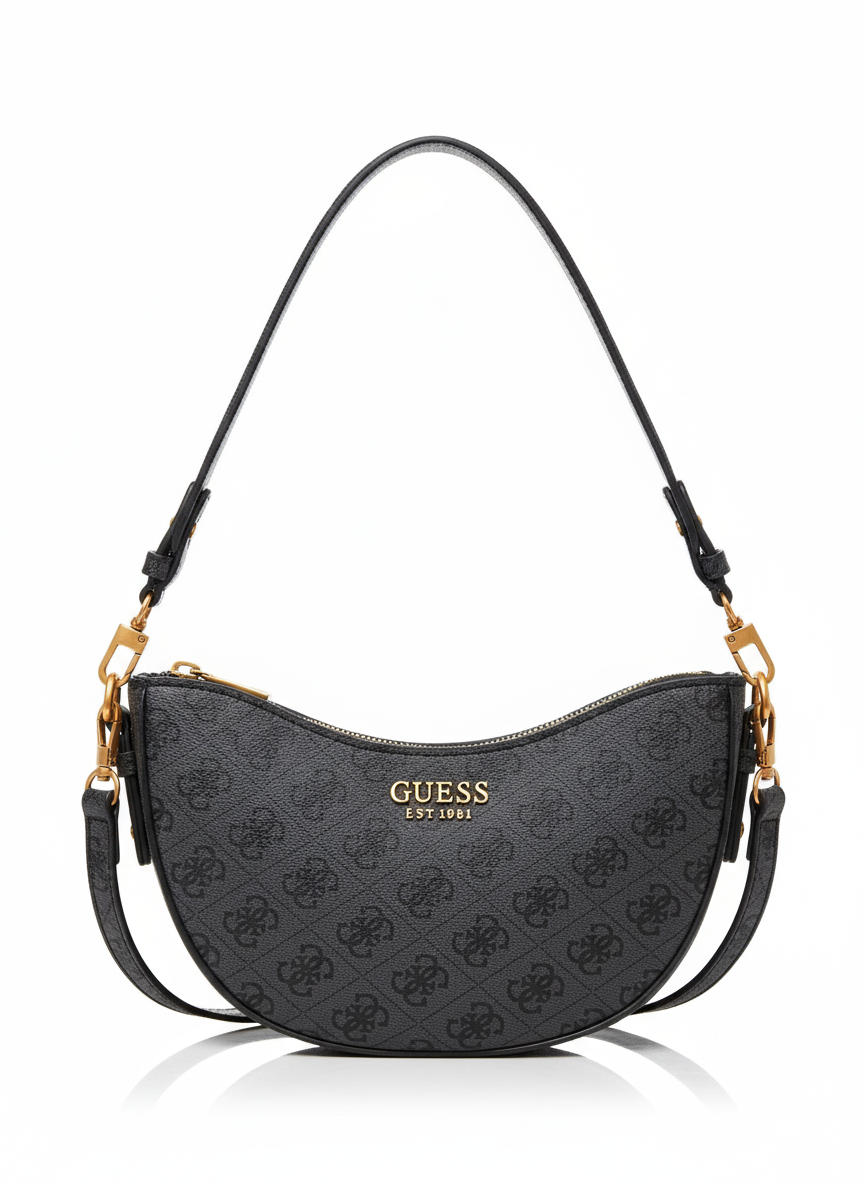 GUESS  - Quilted Flap Crossbody Bag with Chain Strap and Iconic Logo - GRY