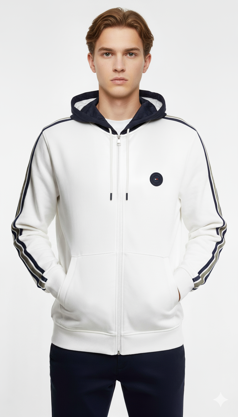 Tommy Hilfiger Men's Hybrid Full-Zip Hoodie - Cotton with Water-Resistant Hood