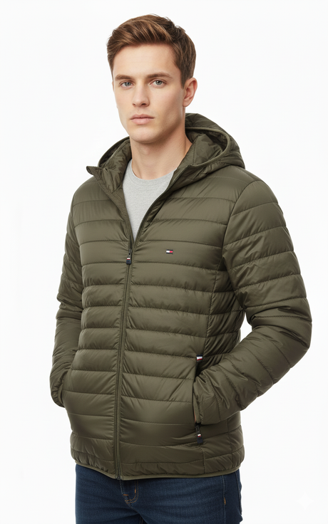 Tommy Hilfiger Men's Lightweight Packable Hooded Puffer Jacket