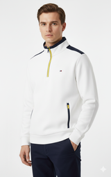 Textured Quarter‑Zip Jumper – White