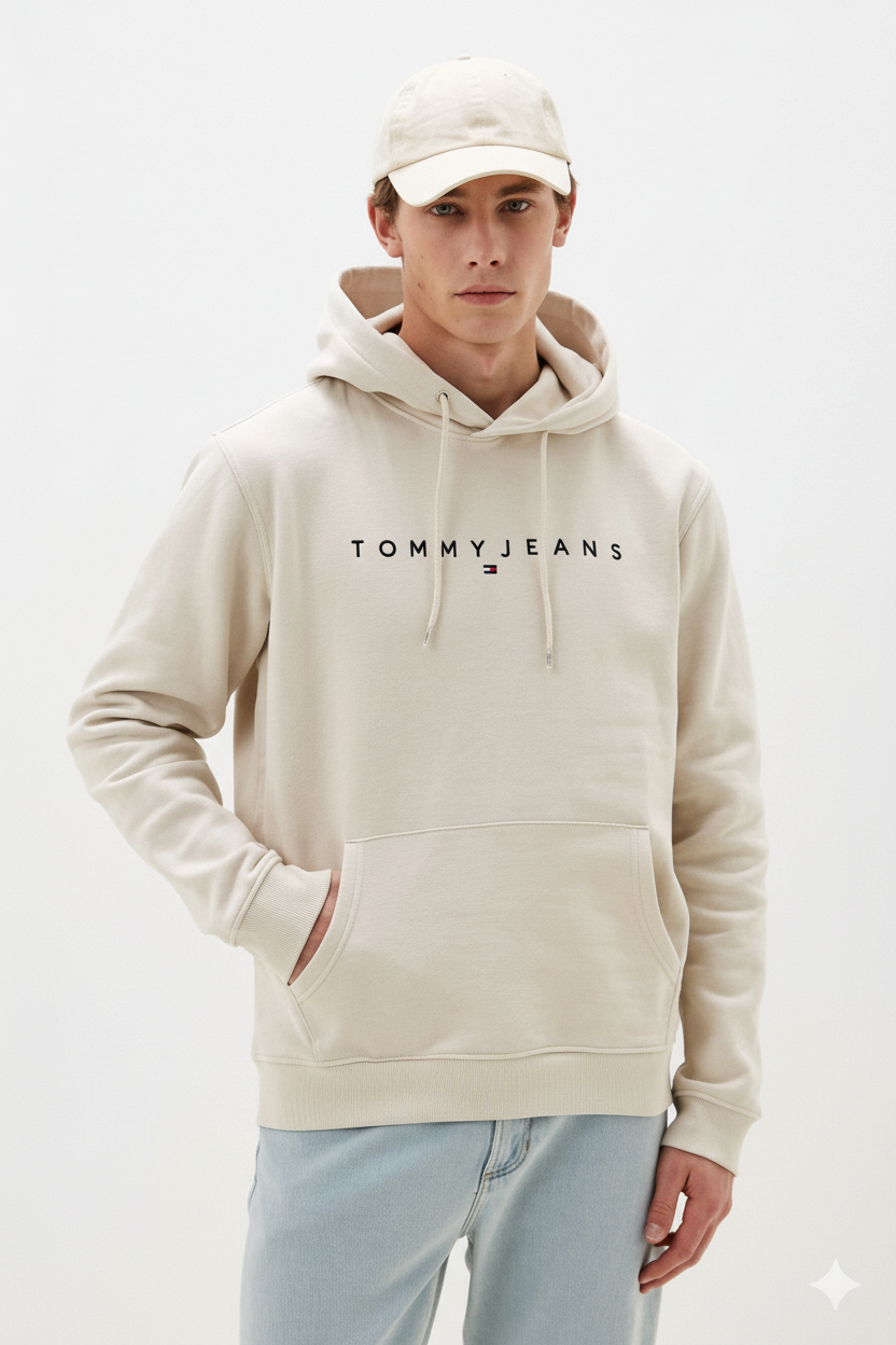 Tommy Jeans Essential Logo Hoodie - Desert Sand Dune