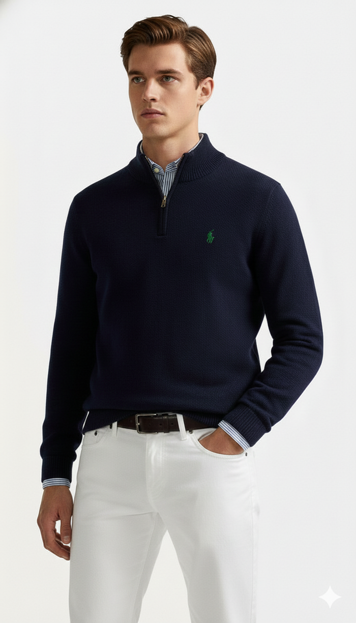 Ralph Lauren Half-Zip Knit Pullover – Navy Blue
