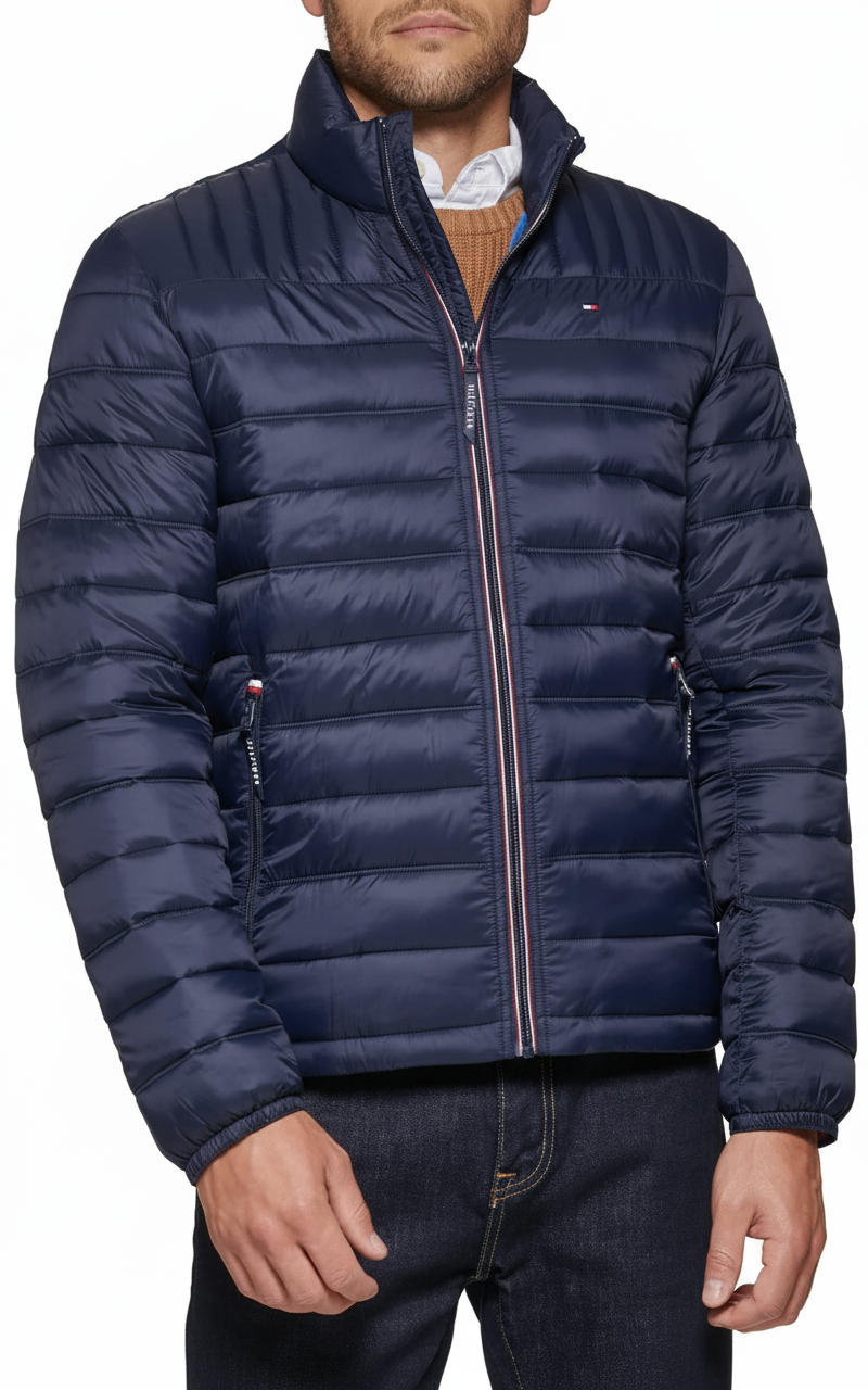 Tommy Hilfiger Men's Lightweight Packable Hooded Puffer Jacket
