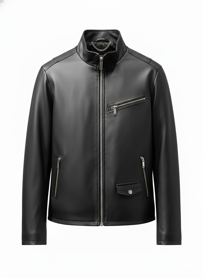 Karl Lagerfeld Men's Faux-Leather Moto Jacket