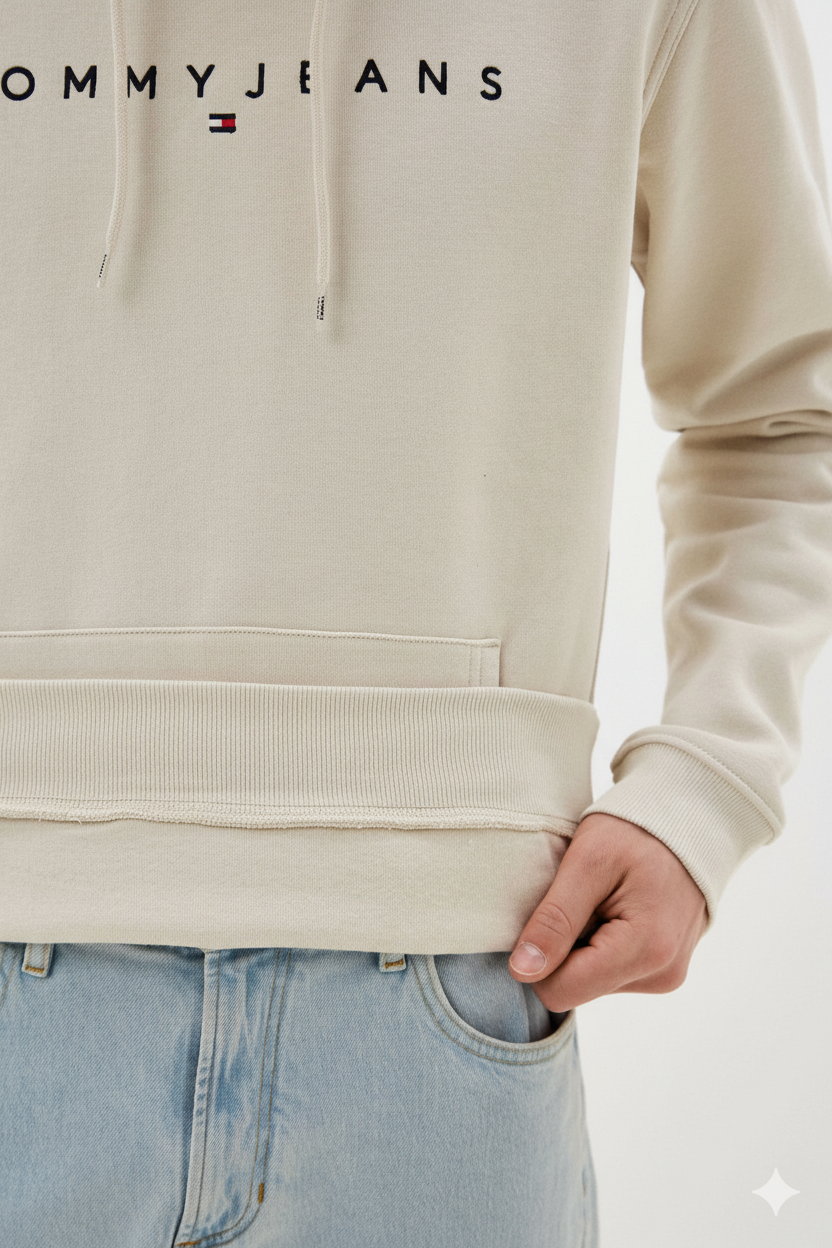 Tommy Jeans Essential Logo Hoodie - Desert Sand Dune