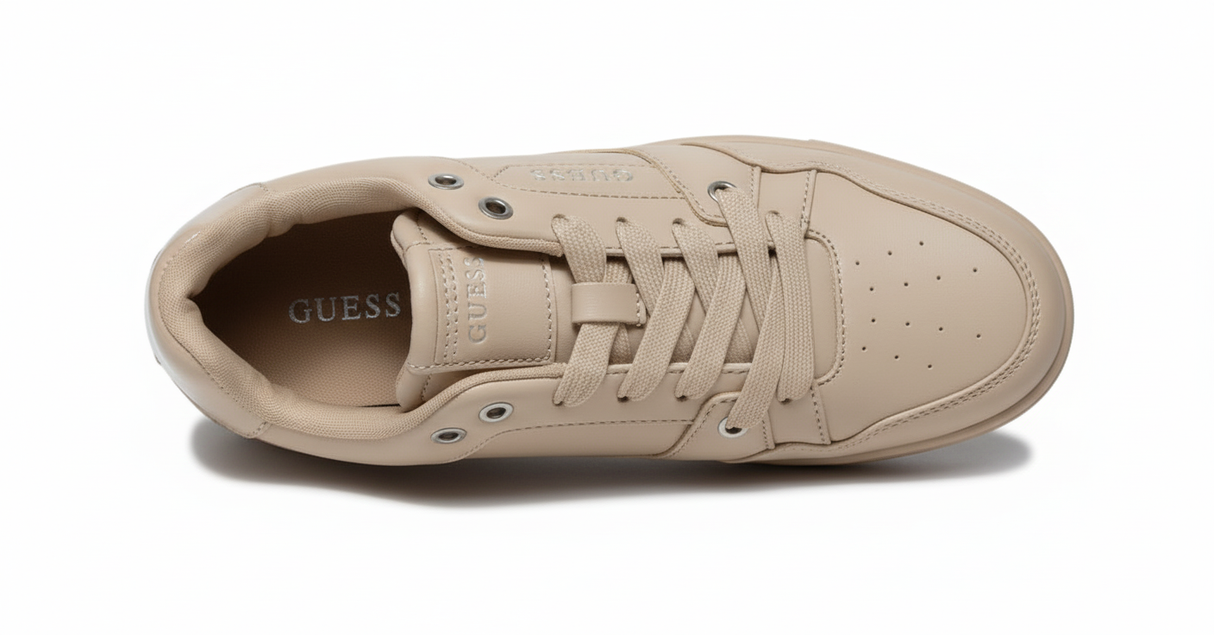 GUESS Beige Low-Top Sneaker – Signature Logo Design