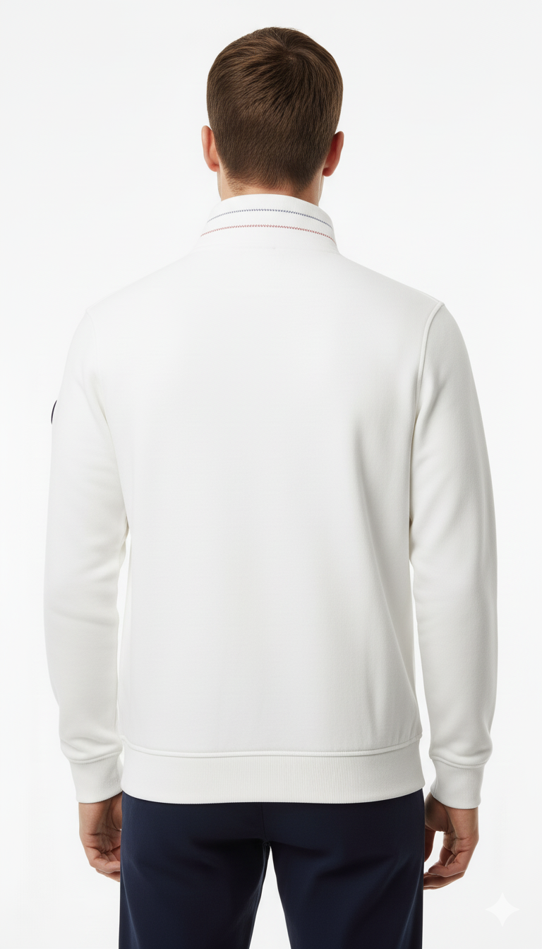 Tommy Hilfiger Men's Full-Zip Track Jacket - White with Color-Block Pockets & Badge Detail