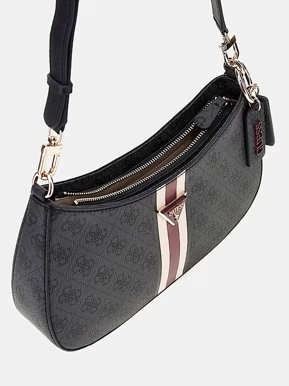 Guess Noelle 4G Logo Shoulder Bag – Black/Coal