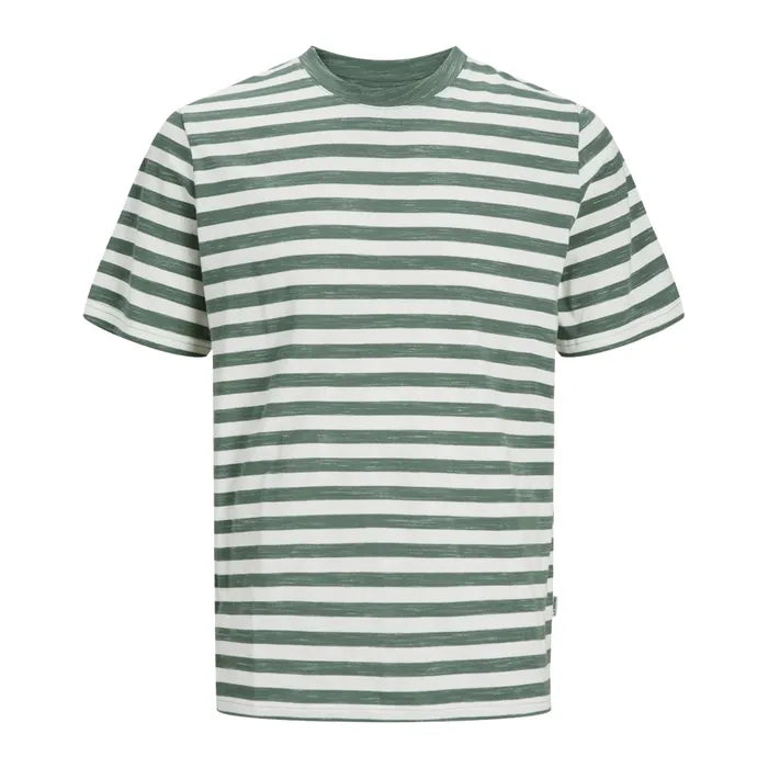 Jack & Jones GESTREIFT RUNDHALS - T-shirt con stampa - laurel wreath