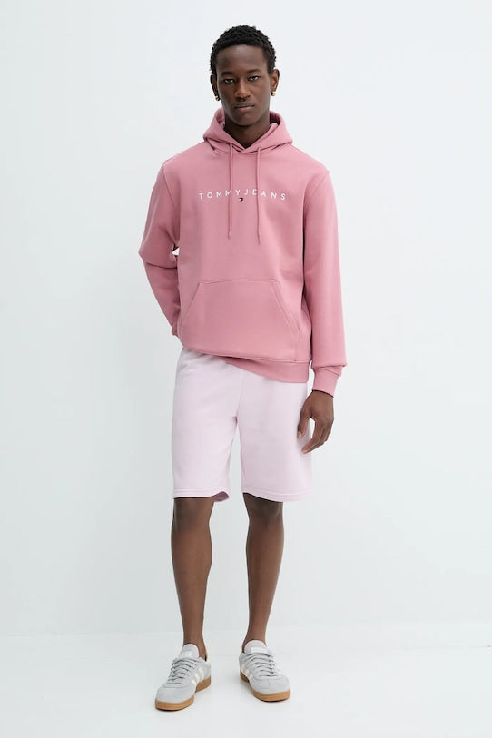 Tommy Jeans Men’s Pink Linear Logo Hoodie