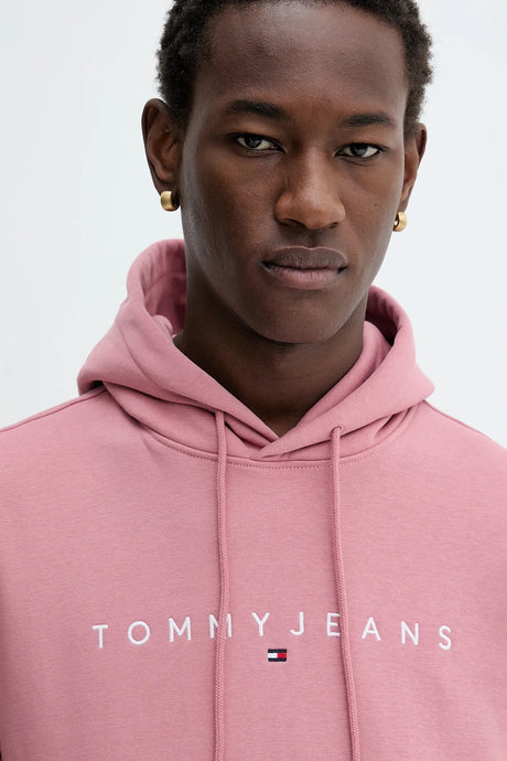 Tommy Jeans Men’s Pink Linear Logo Hoodie