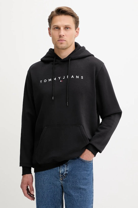 Tommy Jeans Men’s Black Linear Logo Hoodiex