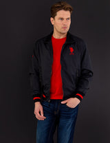 U.S. Polo Assn. Men’s Black Bomber Jacket with Red Detailing
