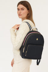 Navy Canvas Backpack with Red & White Trim