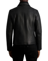 Karl Lagerfeld Men’s Black Leather Moto Jacket