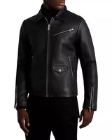 Karl Lagerfeld Men’s Black Leather Moto Jacket