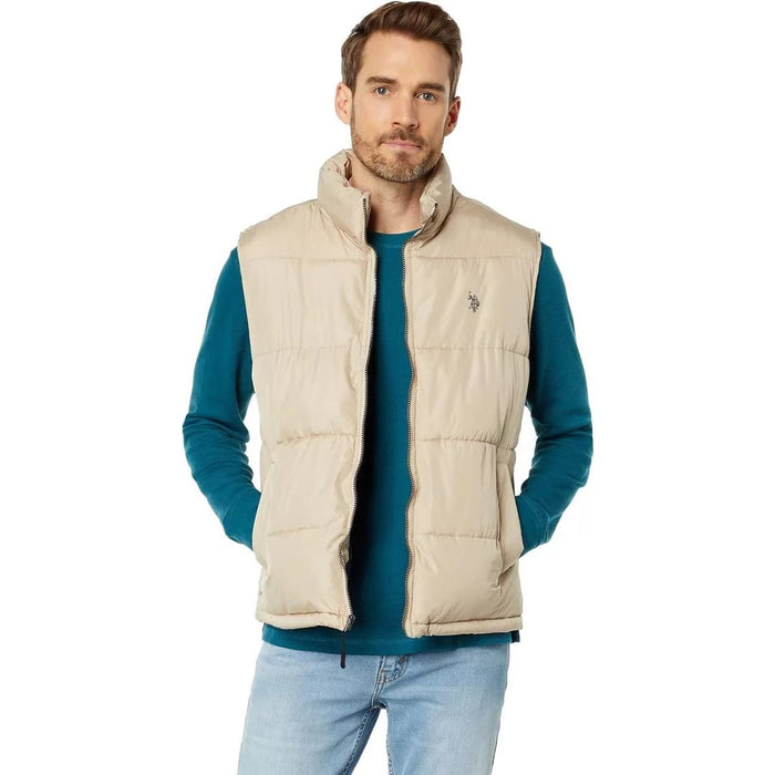 U.S. Polo Assn. Men's Puffer Vest - Essential Tan Sleeveless
