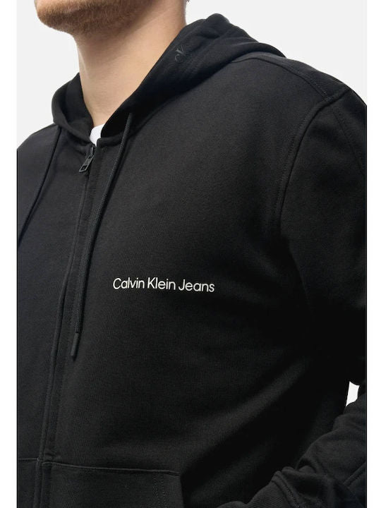 Calvin Klein Hoodie Zipper Logo Print Men Black (BH)