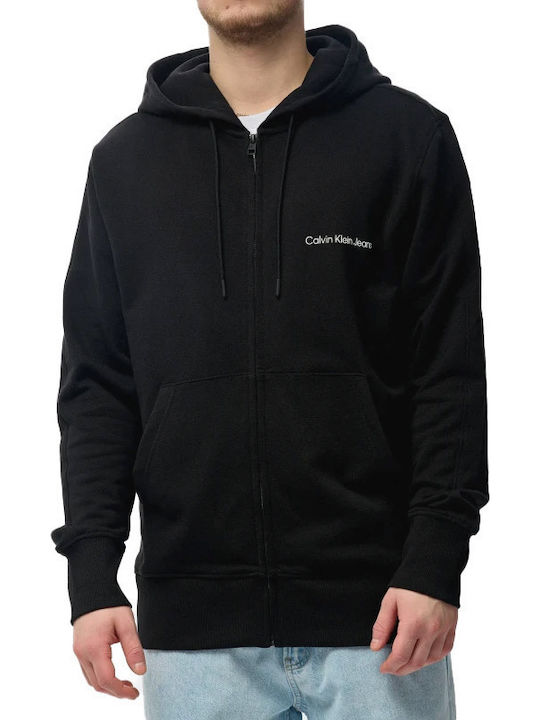 Calvin Klein Hoodie Zipper Logo Print Men Black (BH)