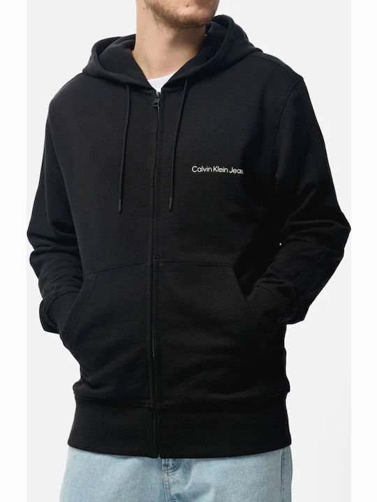 Calvin Klein Hoodie Zipper Logo Print Men Black (BH)