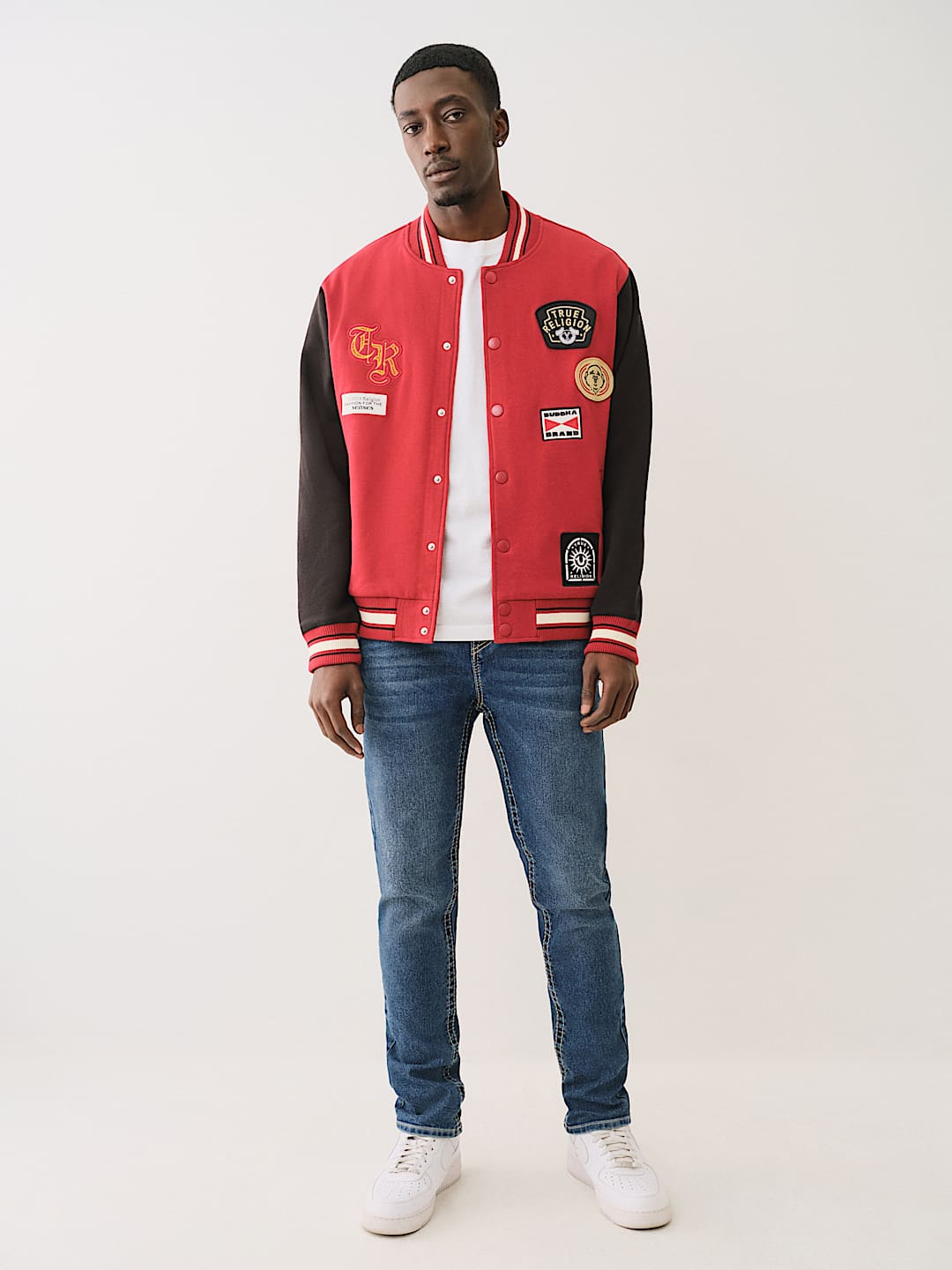 True Religion Men’s Varsity  Jacket – Red&Black (Ah-USA)