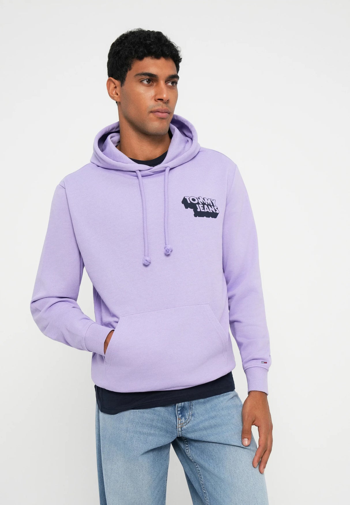 Tommy Jeans Stack Logo Back Graphic Hoodie Men Purple  (BH)