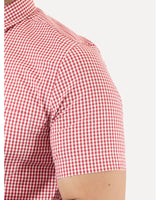 Tommy Hilfiger Masculina Manga Curta Xadrez Gingham Branca/Vermelha Vermelho