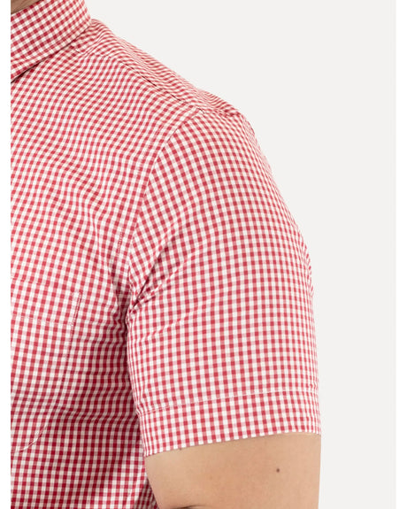 Tommy Hilfiger Masculina Manga Curta Xadrez Gingham Branca/Vermelha Vermelho