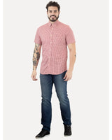 Tommy Hilfiger Masculina Manga Curta Xadrez Gingham Branca/Vermelha Vermelho