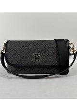 Tommy Hilfiger Women’s Black Monogram Shoulder Bag – Classic Elegance