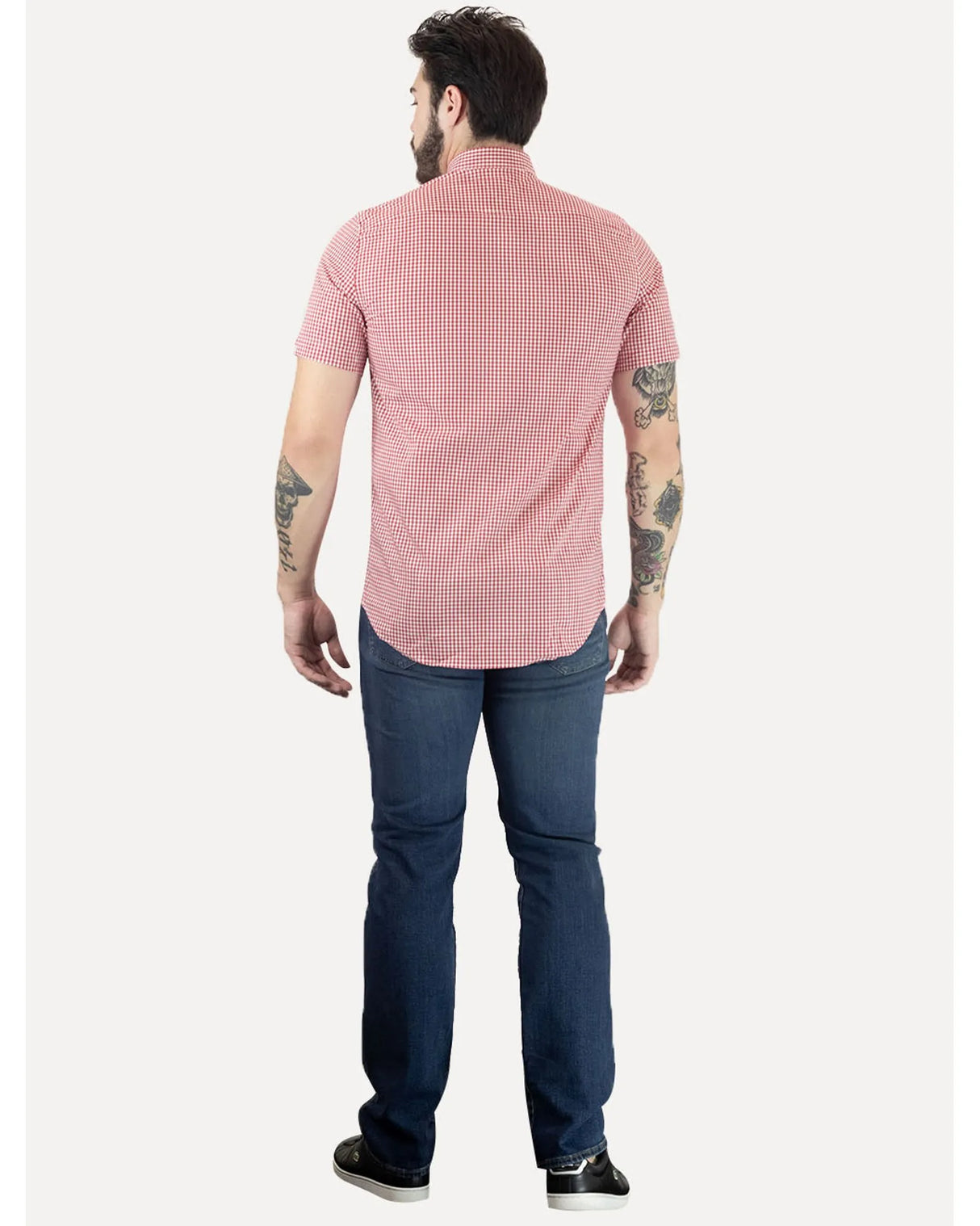 Tommy Hilfiger Masculina Manga Curta Xadrez Gingham Branca/Vermelha Vermelho