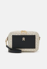 Tommy Hilfiger Women’s Beige & Black Crossbody Bag – Compact Elegance