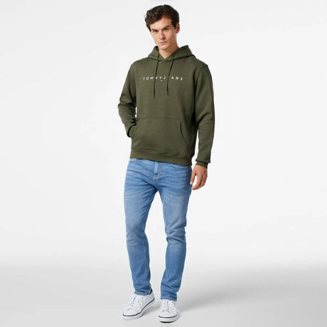 Tommy Jeans Men’s Olive Green Linear Logo Hoodie